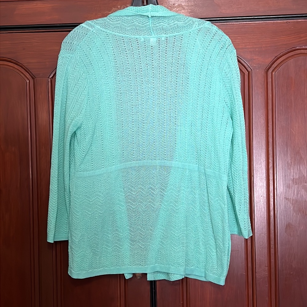 Studio Works Light Aqua Open Cardigan Size Small - Picture 4 of 12